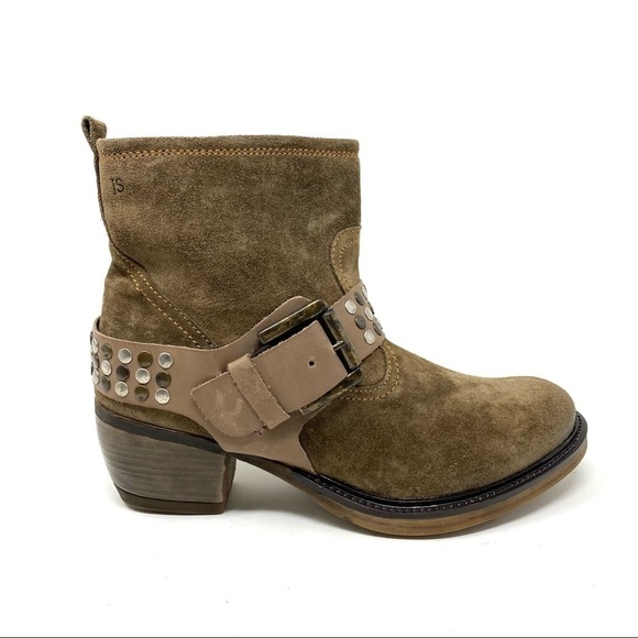 Josef Seibel Toni 01 Shiny Velour Kombi Taupe moto boots - Picture 1 of 8